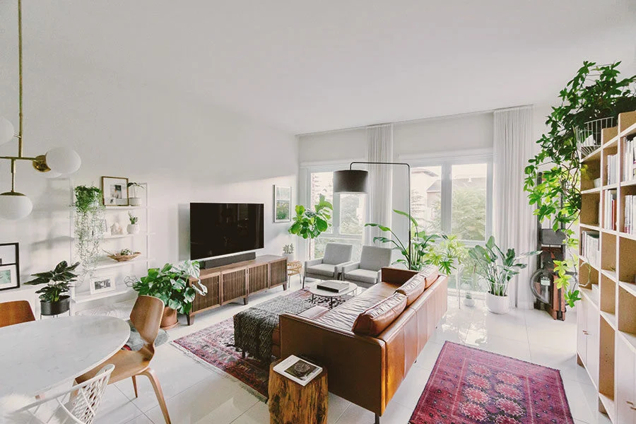 wide view of a modern mid century home warm